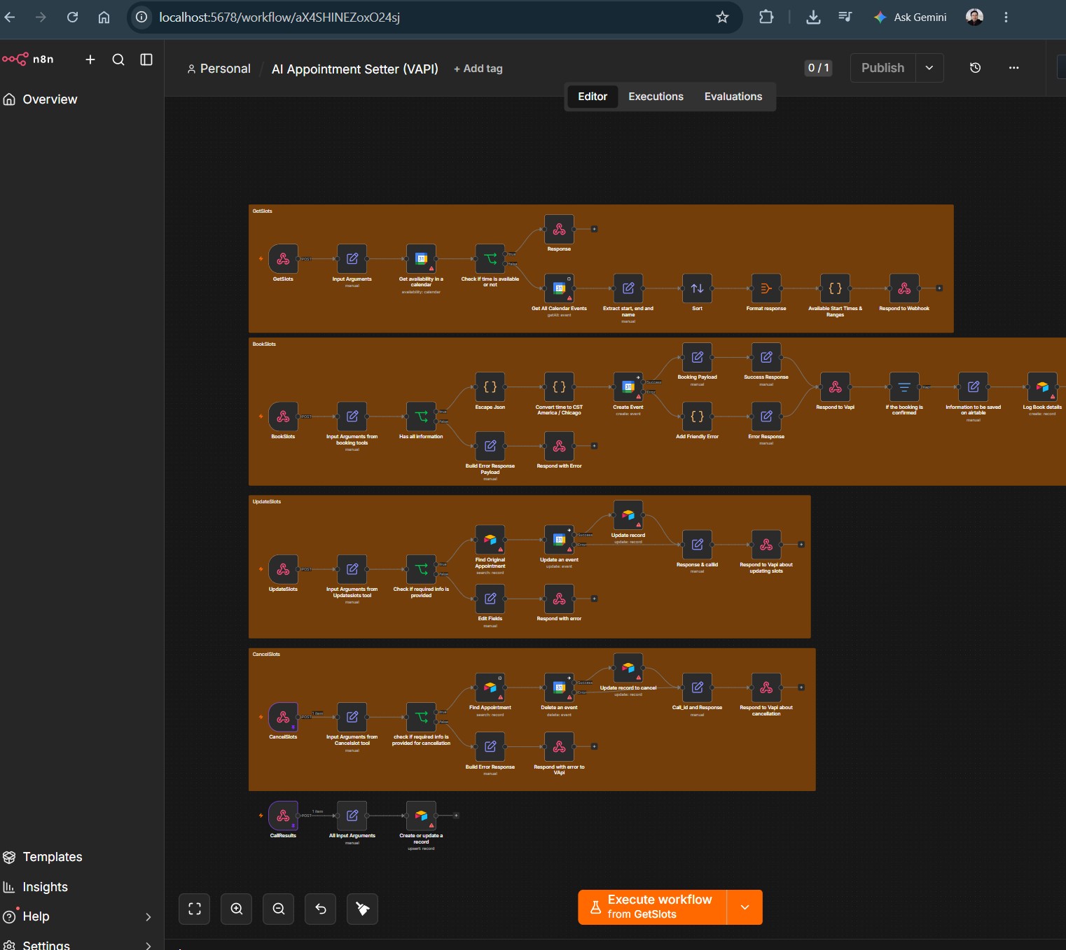 AI Appointment Setter workflow in n8n