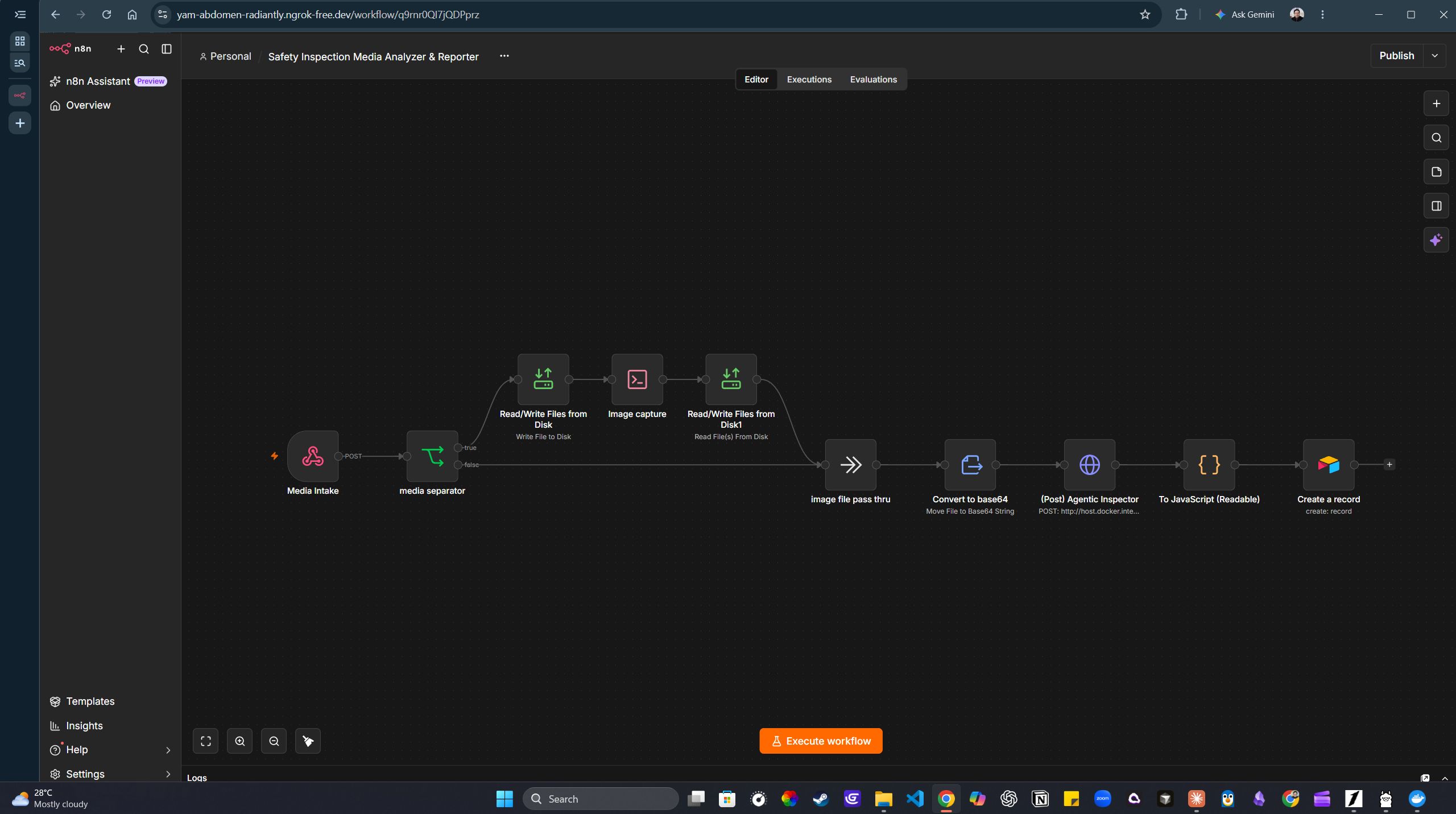 Safety analyzer workflow in n8n